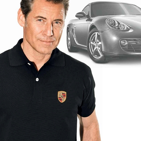Porsche Original Men's Black Polo Shirt with Crest